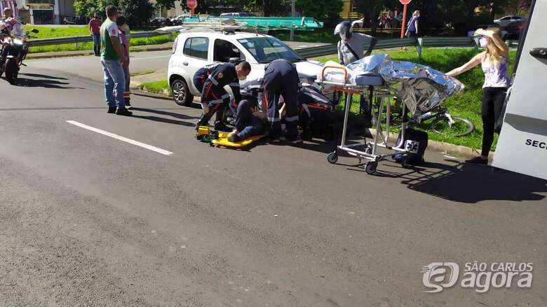 Foto 4 de 5 — Após colisão, ciclista sofre traumatismo craniano em avenida da Região